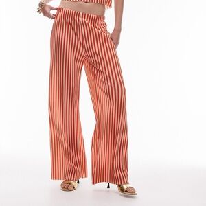 Topshop Orange and White Striped Wide Leg Pants